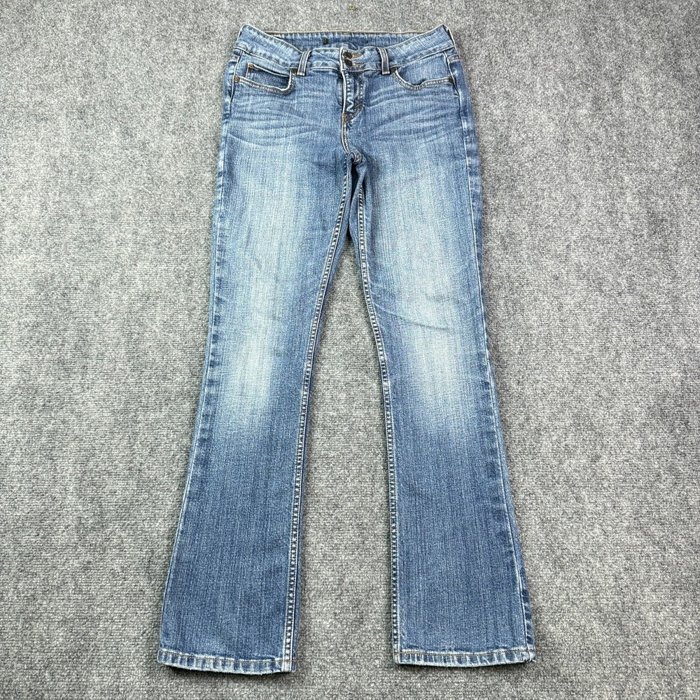 Levis 526 Womens Slender Straight Jeans Size 6 Mid Rise Medium Wash Distressed